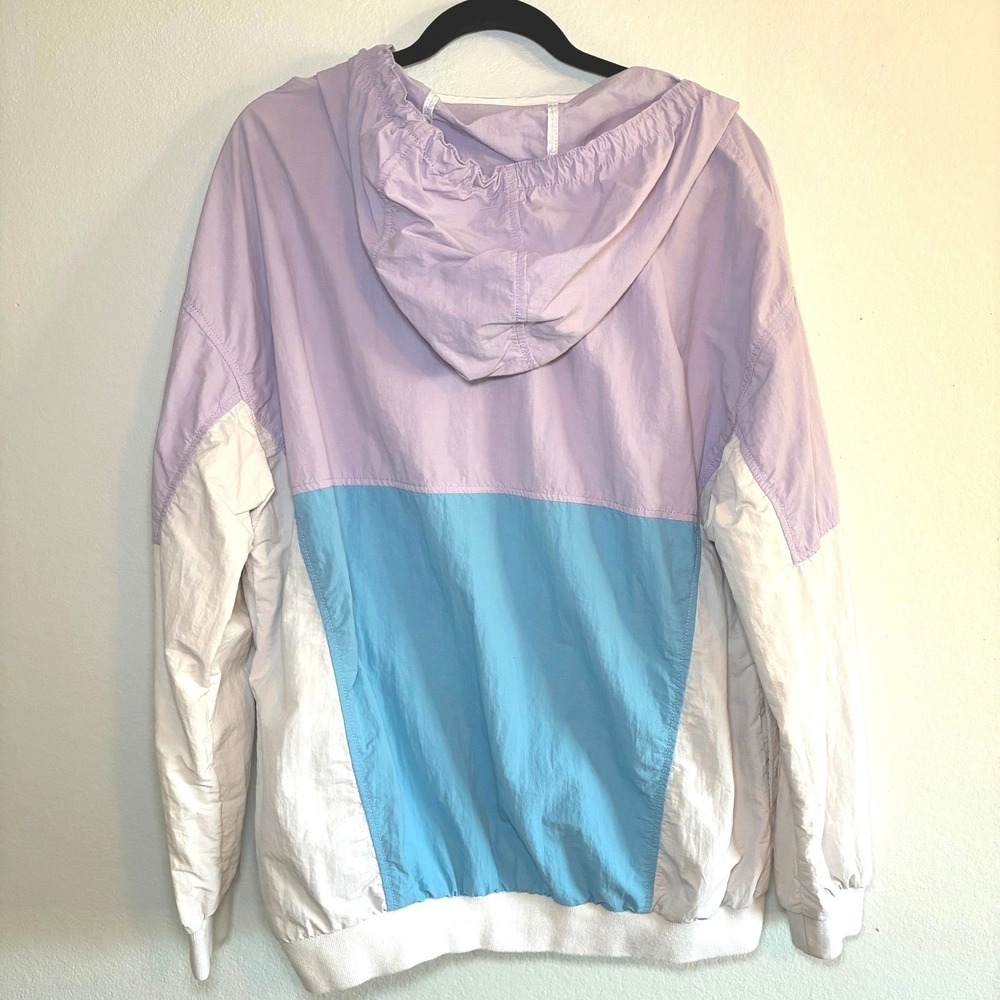 Tommy Jeans Colorblock Anorak Jacket Hooded Windbreaker Retro Blue Womens Large - Picture 3 of 7